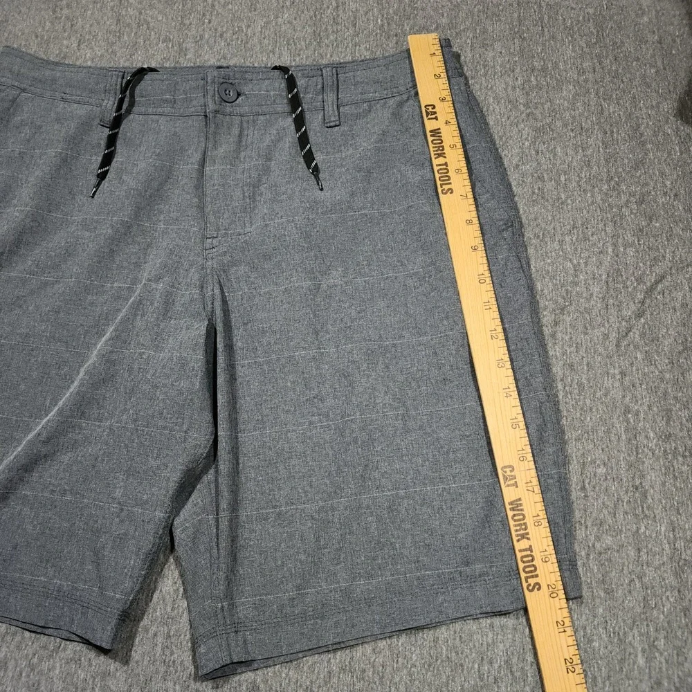 Hang Ten Hybrid Board Short 36 x10‎ Men Gray Plaid Flat Front Swim Golf Tech 20
